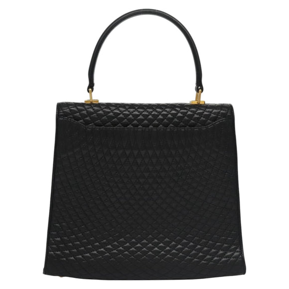 BALLY Hand Bag Leather Black Gold Auth BD031