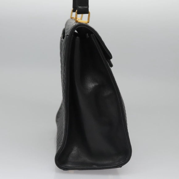 BALLY Hand Bag Leather Black Gold Auth BD031