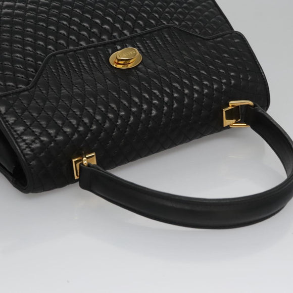 BALLY Hand Bag Leather Black Gold Auth BD031