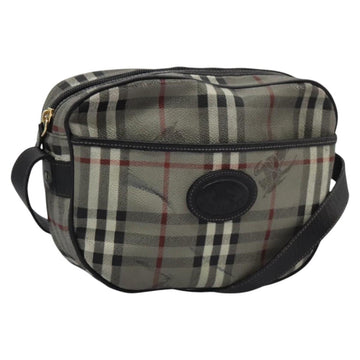 Burberrys Nova Check Shoulder Bag PVC Leather Gray Gold Auth BD032