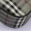 Burberrys Nova Check Shoulder Bag PVC Leather Gray Gold Auth BD032-16