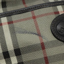 Burberrys Nova Check Shoulder Bag PVC Leather Gray Gold Auth BD032-10