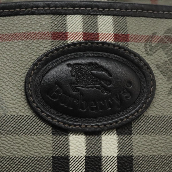 Burberrys Nova Check Shoulder Bag PVC Leather Gray Gold Auth BD032