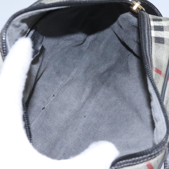 Burberrys Nova Check Shoulder Bag PVC Leather Gray Gold Auth BD032