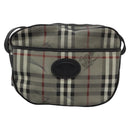 Burberrys Nova Check Shoulder Bag PVC Leather Gray Gold Auth BD032-13