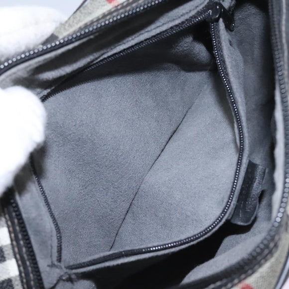 Burberrys Nova Check Shoulder Bag PVC Leather Gray Gold Auth BD032