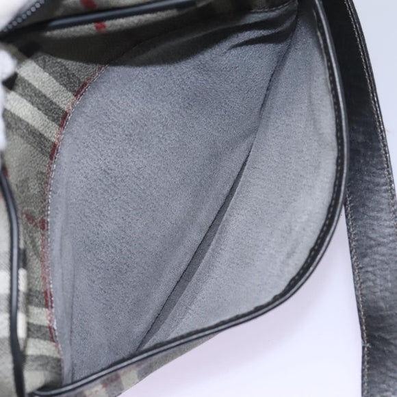 Burberrys Nova Check Shoulder Bag PVC Leather Gray Gold Auth BD032