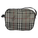 Burberrys Nova Check Shoulder Bag PVC Leather Gray Gold Auth BD032-2