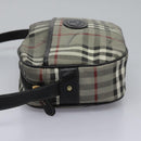 Burberrys Nova Check Shoulder Bag PVC Leather Gray Gold Auth BD032-3