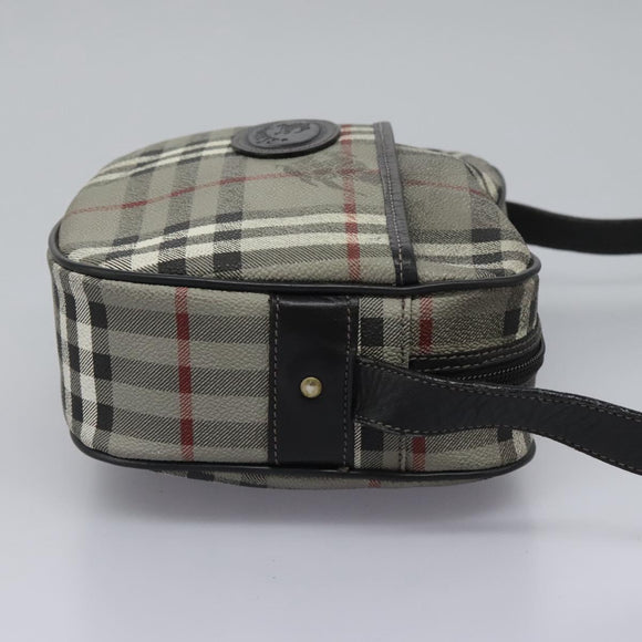 Burberrys Nova Check Shoulder Bag PVC Leather Gray Gold Auth BD032