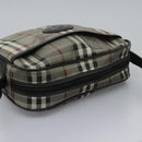 Burberrys Nova Check Shoulder Bag PVC Leather Gray Gold Auth BD032-6