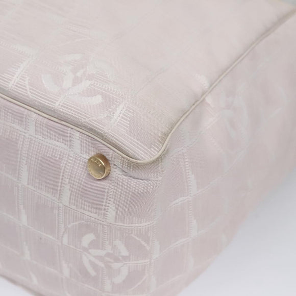 CHANEL New Travel Line Hand Bag Nylon Leather Pink White gold CC Auth BD049