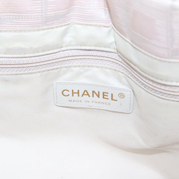 CHANEL New Travel Line Hand Bag Nylon Leather Pink White gold CC Auth BD049