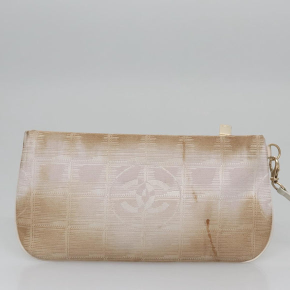 CHANEL New Travel Line Hand Bag Nylon Leather Pink White gold CC Auth BD049