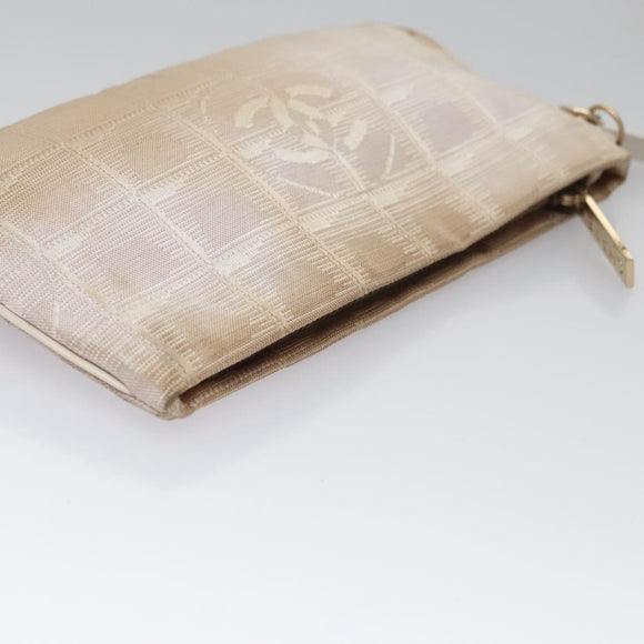 CHANEL New Travel Line Hand Bag Nylon Leather Pink White gold CC Auth BD049