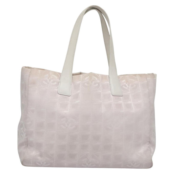 CHANEL New Travel Line Hand Bag Nylon Leather Pink White gold CC Auth BD049
