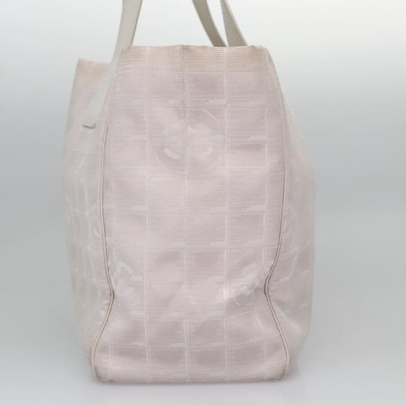 CHANEL New Travel Line Hand Bag Nylon Leather Pink White gold CC Auth BD049