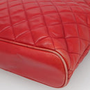 CHANEL Matelasse Hand Bag Lamb Skin Red Gold CC Auth BD051-12