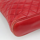 CHANEL Matelasse Hand Bag Lamb Skin Red Gold CC Auth BD051-13