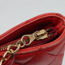CHANEL Matelasse Hand Bag Lamb Skin Red Gold CC Auth BD051-15
