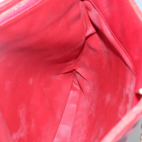 CHANEL Matelasse Hand Bag Lamb Skin Red Gold CC Auth BD051