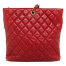 CHANEL Matelasse Hand Bag Lamb Skin Red Gold CC Auth BD051-3