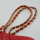 CHANEL Matelasse Hand Bag Lamb Skin Red Gold CC Auth BD051-8