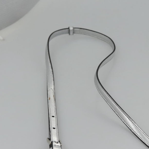 PRADA Chain Hand Bag Leather 2way Silver Auth BD055AV