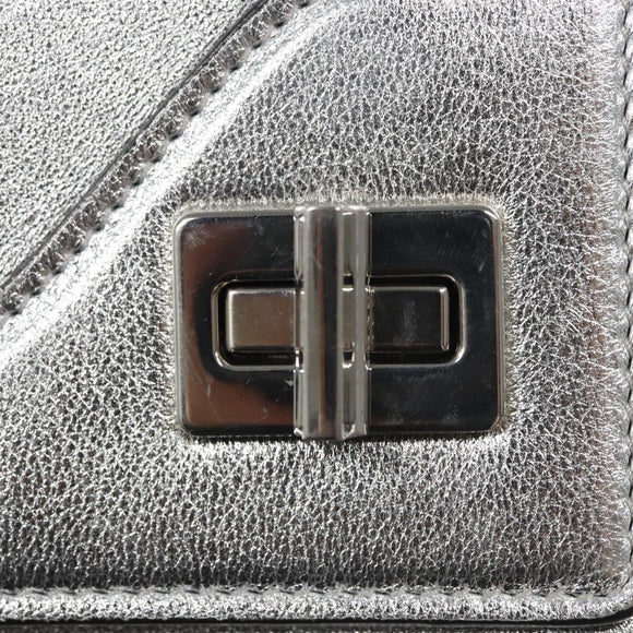 PRADA Chain Hand Bag Leather 2way Silver Auth BD055AV