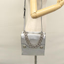 PRADA Chain Hand Bag Leather 2way Silver Auth BD055AV-30