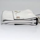 PRADA Chain Hand Bag Leather 2way Silver Auth BD055AV-3