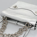 PRADA Chain Hand Bag Leather 2way Silver Auth BD055AV-6