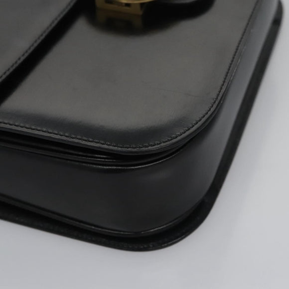 CELINE Hand Bag Leather Black Gold Auth BD058V