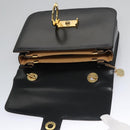 CELINE Hand Bag Leather Black Gold Auth BD058V-9
