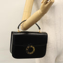 CELINE Hand Bag Leather Black Gold Auth BD058V-26