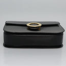 CELINE Hand Bag Leather Black Gold Auth BD058V-5