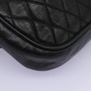 BALLY Chain Shoulder Bag Leather Black Gold Auth BD059-16