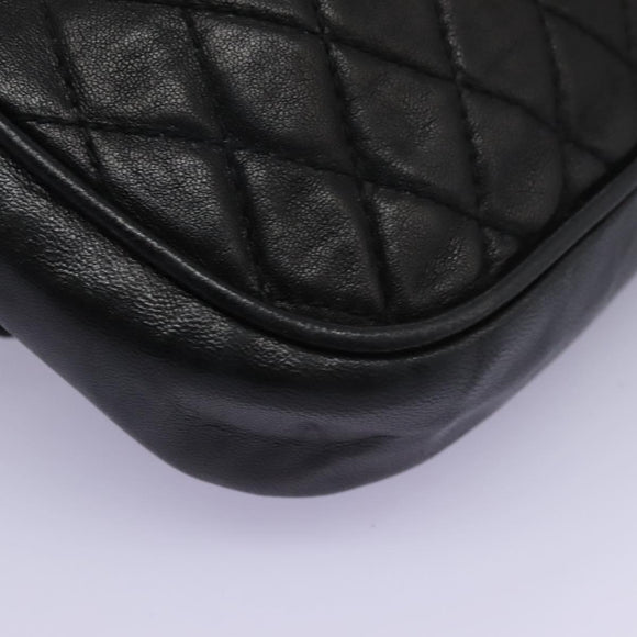 BALLY Chain Shoulder Bag Leather Black Gold Auth BD059