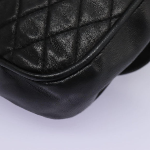 BALLY Chain Shoulder Bag Leather Black Gold Auth BD059