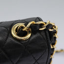 BALLY Chain Shoulder Bag Leather Black Gold Auth BD059-9