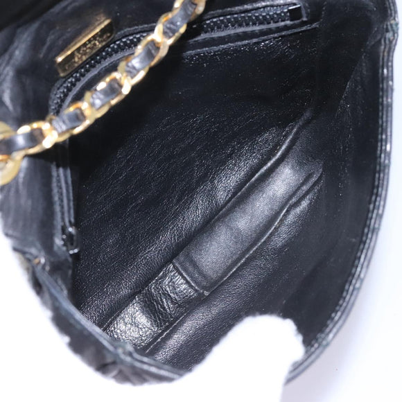 BALLY Chain Shoulder Bag Leather Black Gold Auth BD059