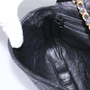 BALLY Chain Shoulder Bag Leather Black Gold Auth BD059-21