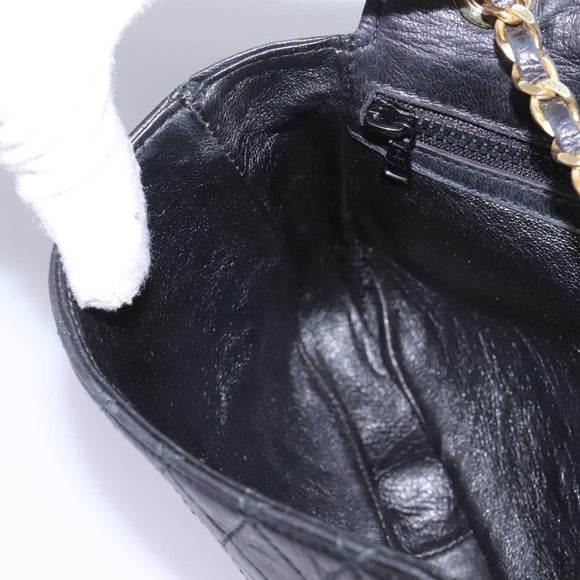 BALLY Chain Shoulder Bag Leather Black Gold Auth BD059