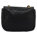 BALLY Chain Shoulder Bag Leather Black Gold Auth BD059-2