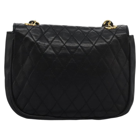 BALLY Chain Shoulder Bag Leather Black Gold Auth BD059