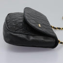 BALLY Chain Shoulder Bag Leather Black Gold Auth BD059-4