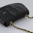 BALLY Chain Shoulder Bag Leather Black Gold Auth BD059-6