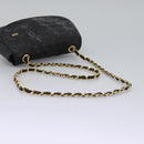 BALLY Chain Shoulder Bag Leather Black Gold Auth BD059-7