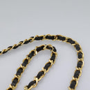 BALLY Chain Shoulder Bag Leather Black Gold Auth BD059-8