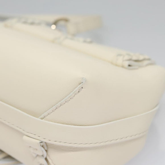 Chloe Fringe Hand Bag Leather 2way White Auth BD060AV